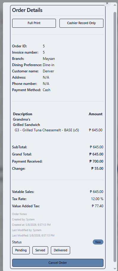 Receipt Preview