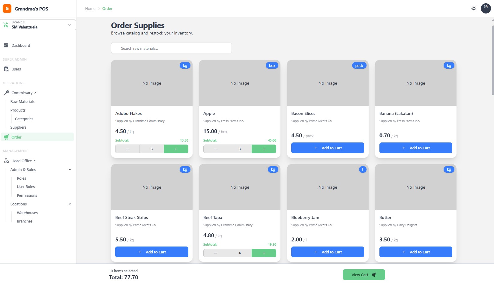 POS Order Screen